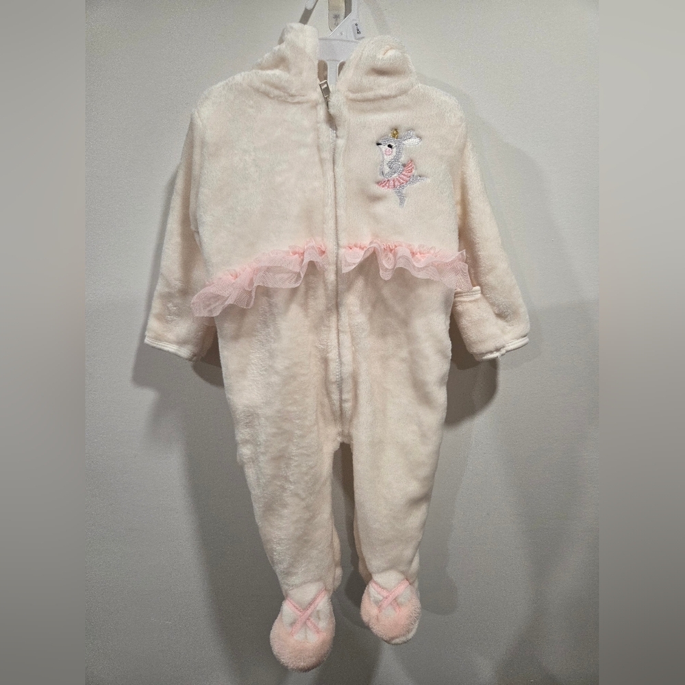Size 3-6 M Baby Girl Cozy Cream and Pink One Piece